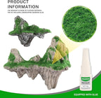 Aquarium Mountain View Stone Ornament, Resin-Coated Rockery with Flocked Cover Like Grass, Artificial Plastic Plants Suitable for Small Fish and Shrimp Play Decorations