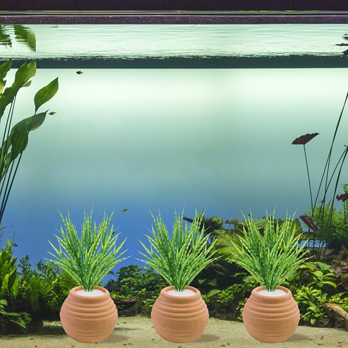 4 PCS Aquatic Plants Fixed Ring Set, Anti-Floating Ceramic for Fixing Water Plants Fish Tank Landscaping Ornaments Aquarium Decoration (Red)