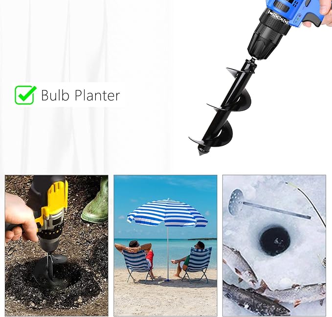 Bulb Planter Tool,Auger Drill Bit for Planting 3.15x8.66 Inch Suitable for 3/8”Hex Drive Drill