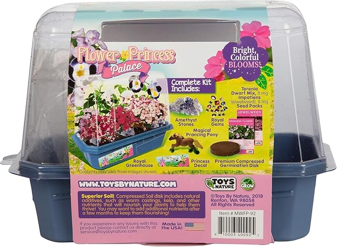 Grow Your Own Flower Princess Palace Terrarium Starter Kit - Blooming Jewelweed & Princess Flowers, Includes Pony, Royal Gems & Complete Supplies to Start Growing in a Week