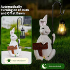 Rabbit Statues Solar Lantern Waterproof Light Resin Statue for Outside Balcony Garden Decor for Outside Gift for Grandma Women (Rabbit Lantern White)