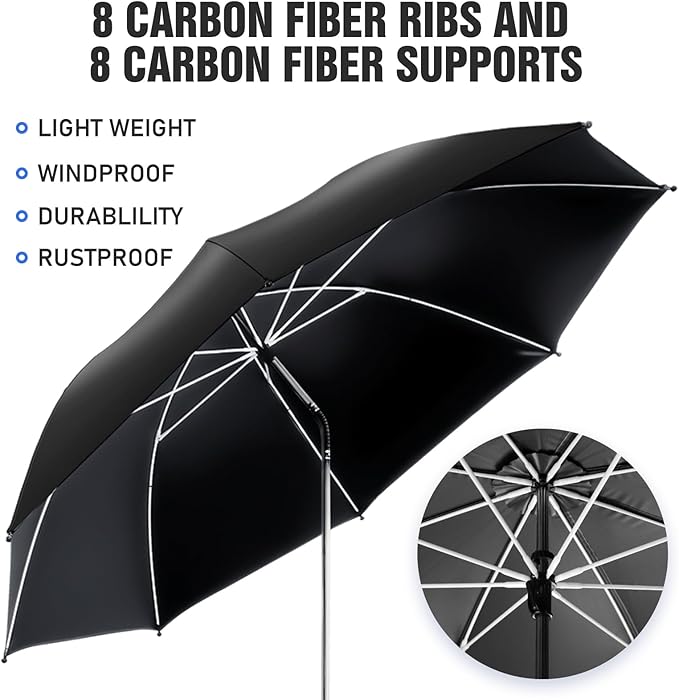 2 PACK Beach Umbrella with Clamp, 360 ° Adjustable Umbrellas for Chair, UPF50+ Umbrella for Beach Chair, Patio Chair, Wheelchair, Camping Chair, Golf Carts (Chair Not Included)