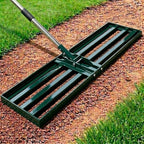30x10 inch Lawn Leveling Rake, Yumatum 72" Effort Saving Lawn Leveler Tool, Stainless Steel Handle Lawn Leveler for Golf Course Yard Pasture Garden, Professional Lawn Care Landscape Rake(Green)