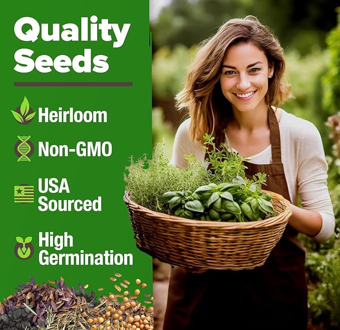 HOME GROWN Premium Herb Seeds Variety Pack - 20 Heirloom Herb Seeds for Planting - 6,000+ Non-GMO Seeds with Plant Markers - Indoor Outdoor Hydroponic Herb Garden - Culinary & Medicinal Herbs
