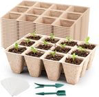 Seed Starter Tray,240 Cell Biodegradable Peat Pots Seed Starter Kit,Organic Germination Trays for Vegetable Flower Seedlings with 20 Plant Labels & 2 Garden Tools -20 Pack