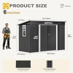 DWVO 8.5x3.5ft Large Tool Storage Shed with Window, Lockable Doors, and Sloped Roof, Oversized Steel Outdoor Storage Shed for Garden, Patio, Garage, Backyard, Lawn - Dark Gray