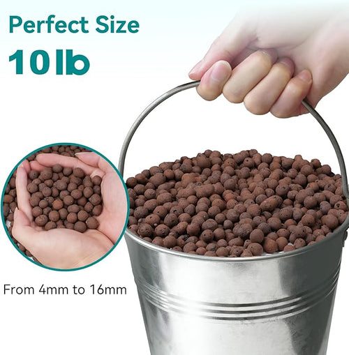 10 lbs LECA Clay Pebbles for Plants, 4-16mm Lightweight Clay Balls for Plants Drainage, Hydroponic Growing, Aquaponics, Orchid Potting Mix, Natural LECA Balls for Soil Root Development