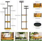Plant Stand 6 Tier Indoor Metal Plant Shelf for Multiple Plants Corner Tall Flower Holders for Living Room Bedroom Balcony, Black (6 Tier-Black+Rustic Brown)