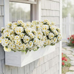 lovemoon 16 Pcs Artificial Geranium Plant with Realistic Silk Flowers and Green Leaves，Faux Geranium Flowers for Indoor Outdoor Home Garden Office Decoration (16, White)