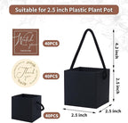 Temlum 2.5 Inch Succulent Wrap Bags (Fits 2.5″ Pots) with Thank You & Watch Me Grow Stickers, Small Gift Box for Wedding, Baby Shower, Succulent Party Favors for Guests (Black 40pcs)