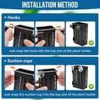 Borlech Upgraded Large Aquarium Plant Holder with Hooks and Suction Cups for Fish Tank Aquaponic Plant Cultivation and Aquascape Decorations (Black)