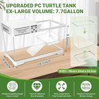 GOZILLA Aquatic Turtle Tank Kit+Lamp+Filter, Upgrade PC Turtle Tank Starter Kit with Adjustable Lamp & Filter,Reptile Habitat with Lid,Hanging Platform for Small Reptiles.(19.68×9.52×9.44''/White Kit)
