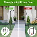 Shepherds Hooks for Outdoor, 48 Inches Garden Bird Feeder Pole for Hanging Bird Feeder, Plant Baskets, Solar Light Lanterns, Outdoor Plant Hanger Hook with 5 Base Prongs, 2 Packs