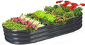 Rakukiri Raised Garden Bed GRS Certified Galvanized Planter Box Outdoor, 5ft Oval Rot-Resistant Metal Garden Bed Planter, Recycled Material Planter for Vegetables Flowers Herbs (Grey)