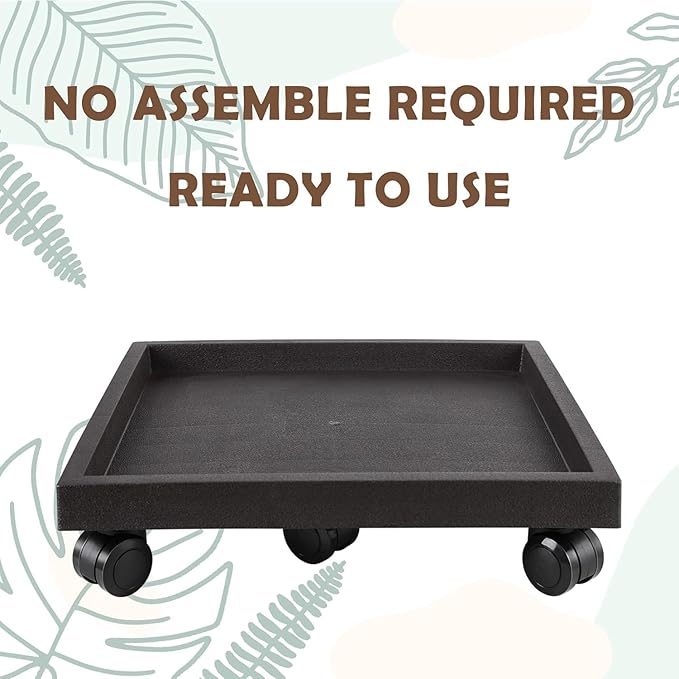 19.7 Inch Square Rolling Plant Caddy Saucer with Wheels, Heavy Duty Wheeled Planter Stand for Potted Plant, Coaster Roller Base Tray with Casters, Flower Pot Dolly Holder for Indoor Outdoor