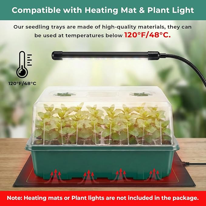 Hanaoyo Self-Watering Seed Starter Tray 2 Packs, 96 Cells Seed Starter Kit with Humidity Vented Domes and High Lid, Germination Kit for Indoor Greenhouse Seed Starter