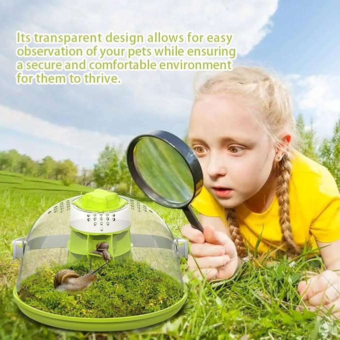 Snail Terrariums Breeding Box, Round Habitat Starter Terrarium Kit, Transparent Feeding Box, Ideal for Beetles, Spiders and Small Reptile