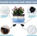 Planterhoma 4 Packs Heavy-Duty Plastic Plant Caddy with Wheels - 11.8" Rolling Plant Stand - Strong Load Bearing - 360 Rotated Wheels - Indoor/Outdoor Use