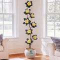 Jexine 6 ft Artificial Rubber Tree with 8 Magnolia Flowers in Pot Extra Tall Faux Magnolia Tree Fake Plant Indoor Floor Plant for Indoor Living Room Office Home Decor