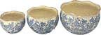 Galt International Ceramic Plant Pots Set of 3 Rustic Vintage Farmhouse Cream Crackle Glaze (11"/ 9.6"/ 7") Garden Indoor Outdoor Flower Planter w/Drainage Hole (Vintage Blue)