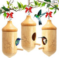 Hummingbird House, Small Hummingbird Houses for Outside, Wooden Bird House with Bow, String, Cute Gardening Gifts Home Decoration