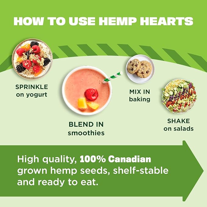 Manitoba Harvest Organic Hemp Seeds, 18oz, 10g Plant Based Protein and 12g Omega 3 & 6 per Srv, smoothies, yogurt & salad, Non-GMO, Vegan, Keto, Paleo, Gluten Free