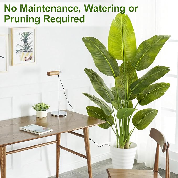 Lifelike Bird of Paradise Artificial Plant,5ft Faux Banana Leaf Tree with 12 Trunks - Perfect Indoor Silk Floor Plant for Home Decor in Living Room, Office, and Bedroom 1Pack