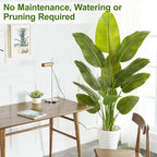 Lifelike Bird of Paradise Artificial Plant,5ft Faux Banana Leaf Tree with 10 Trunks - Perfect Indoor Silk Floor Plant for Home Decor in Living Room, Office, and Bedroom (Set of 2)