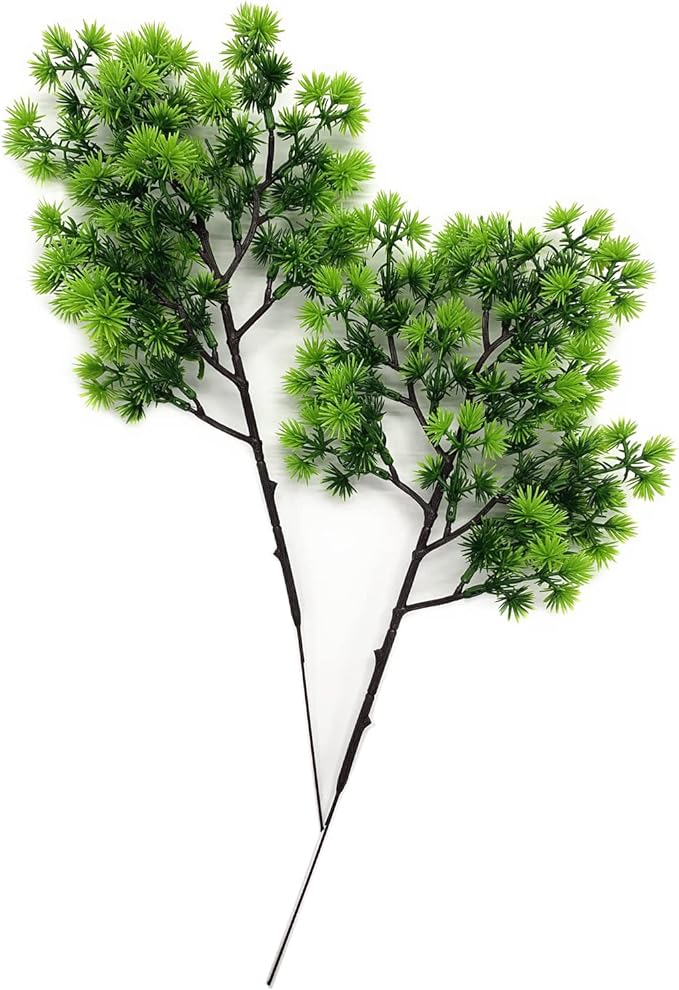 Artificial Pine Branches, Green Leaves Aquarium Plants Alga Greenery Sargassum Bush Faux Shrubs Table Centerpieces Arrangements for Christmas Wreath Garland Gift DIY Wall Front Door Decoration 4 Pacs