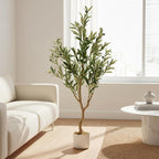 4FT Artificial Olive Tree in Pot, Tall Fake Floor Plants Faux Olive Tree with Silk Leaves & 20 Fruits, Decorative Evergreen Artificial Plants Indoor for Home Front Door Office Decor