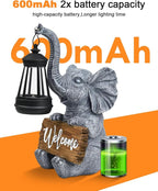 Outdoor Elephant Statues Solar Garden Decor Lights - Elephant Decoration for Garden, Balcony, Patio, Yard, Lawn - Housewarming, Fathers Day, Unique Birthday Gifts for Women Mom Grandma(White)