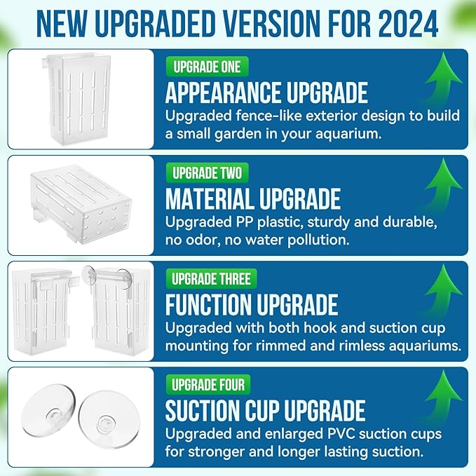 Borlech Upgraded Large Aquarium Plant Holder with Hooks and Suction Cups for Fish Tank Aquaponic Plant Cultivation and Aquascape Decorations (Semitransparent)