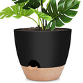 YNNICO 12 inch Large Self Watering Plant Pots, Flower Pots Planters with Multi Mesh Drainage Holes for Indoor Outdoor Garden Plants and Flowers.（Black）