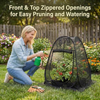 Plant Covers Pop up Gardening Net Cover,Insect Bird Barrier Netting Mesh Plant Netting Pest Guard Cover with Zip Entry for Plants, 2-Pack, Black (Black- 2 Packs)
