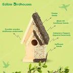 Edible Birdhouse - Birdseed Bird Feeder, Wooden Birds House Covered in Wild Bird Food, Squirrel Resistant Birds Feeders for Outside Hanging, Watching Gift for Garden Lovers, (TD)