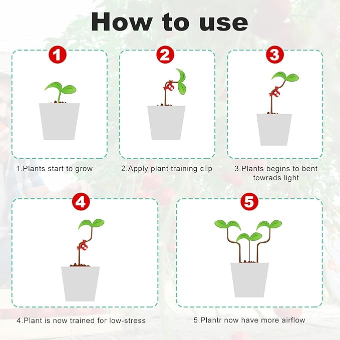 Ouligay 40pcs Plant Training Clips, Plastic Plant Clip, Lst Clips for Low Stress Training Plant Stem Support, 90 Degree Angle Plant Clips(Circle Style,Red and Green)