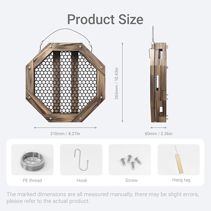 10.5 Inches Staghorn Fern Mounting Kit Orchid Mounting Wood Hanging Plant Frame Wall Planter Plant Holder Basket for Orchids Staghorn Fern Tropical Plants (265x265x60mm)