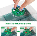 Bonviee 5 Packs Seed Starter Tray with Plant Light, Elevated Seedling Starter Trays Kits with Adjustable Humidity Domes and Clear Cell Tray, 12 Full Spectrum led lamp Beads for Plants Indoor-Green