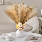 50pcs Pampas Grass 17in, Faux Pompas Grass Home Decor, Artificial Pampas Fake Flowers Fluffy Vase Filler Home Wedding Party Decoration (Sand Beige Light Brown)