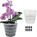 Orchid Pot, 6 Pack Orchid Pots with Holes, 5.5" Clear Orchid Pots for Repotting, Breathable Slotted Orchids Planter