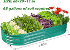 Rakukiri Raised Garden Bed GRS Certified Galvanized Planter Box Outdoor, 5ft Oval Rot-Resistant Metal Garden Bed Planter, Recycled Material Planter for Vegetables Flowers Herbs (Green)