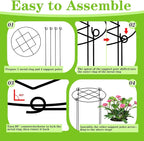 Peony Cages and Supports, 4 Packs Heavy Duty Metal Plant Support, 11.5" Dx16 H Rust-Proof Grow Through Flower Cage, Adjustable Ring for Tomatoes, Hydrangeas, Strawberries & Perennial Flowers