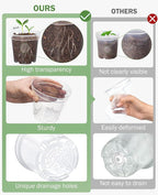 homenote Clear Nursery Pots for Plants,3/4/5/6.7 Inch Plant Pot for Planting Plastic Seedling Pots with Drainage Holes Seed Starter Pot Flower Pots High Transparency with 20 Plant Labels (36 Pack)