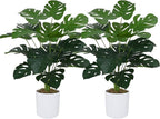 GTIDEA 2 Pack Fake Plants Artificial Monstera Deliciosa Plants in White Pots, 28'' Tall Fake Tropical Palm Tree with Greenery Leaves, Artificial Plant for Home Decor Indoor Living Room House Office