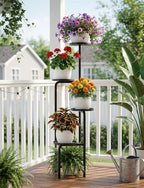 TOSKING 4 Tier Corner Plant Stand Indoor Outdoor, Heavy Duty Metal Flower Pot Holder Shelf for Multiple Plants, Space Saving ,Tall Metal Plant Stand with Drainage Holes for Outdoor Use,Tiered Display for Patio, Garden, Balcony, Living Room Decor (Black...