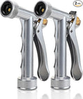 Hose Nozzle 2 Pack, Full Size Pistol Nozzle with Threaded Front, Durable High Pressure Garden Hose Nozzle, Rear Control Sprayer for Watering Plants, Cleaning