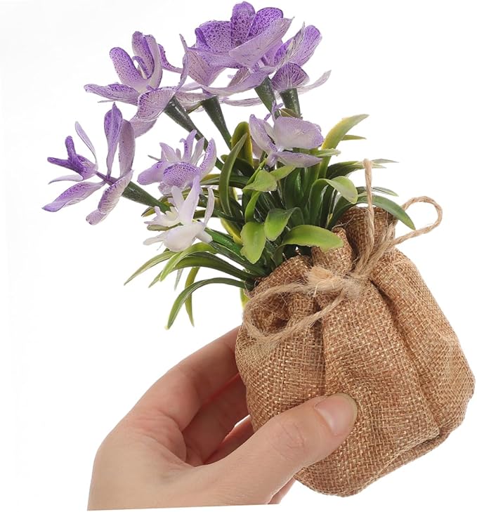 PRETYZOOM Realistic Faux Phalaenopsis Orchid Bonsai with Pot, Artificial Potted Orchid Flower for Home Décor, Living Room and Office Tabletop Decoration,