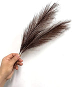 Fake Pampas Grass Plants Artificial Reeds Decoration Set of 28 Stems 17” Faux Florals Bulrush Fluffy Beige Branches Home Wedding Party Vase Fillers Christmas DIY Feathers Décor - Brown Coffee 28 Pcs