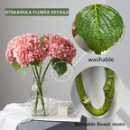Buart 4PCS 21 inch Big Size Peach Flowers Artificial Silk Hydrangea Lifelike Dry Flowers for Outdoor Wedding, Christmas, Office, Family Party, Living Room Table Decoration