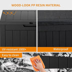 PatioZen 31 Gallon Resin Deck Box, Lockable Patio Outdoor Storage Box for Furniture, Garden Tools and Tools Storage, Waterproof Outside Storage Boxes - Black